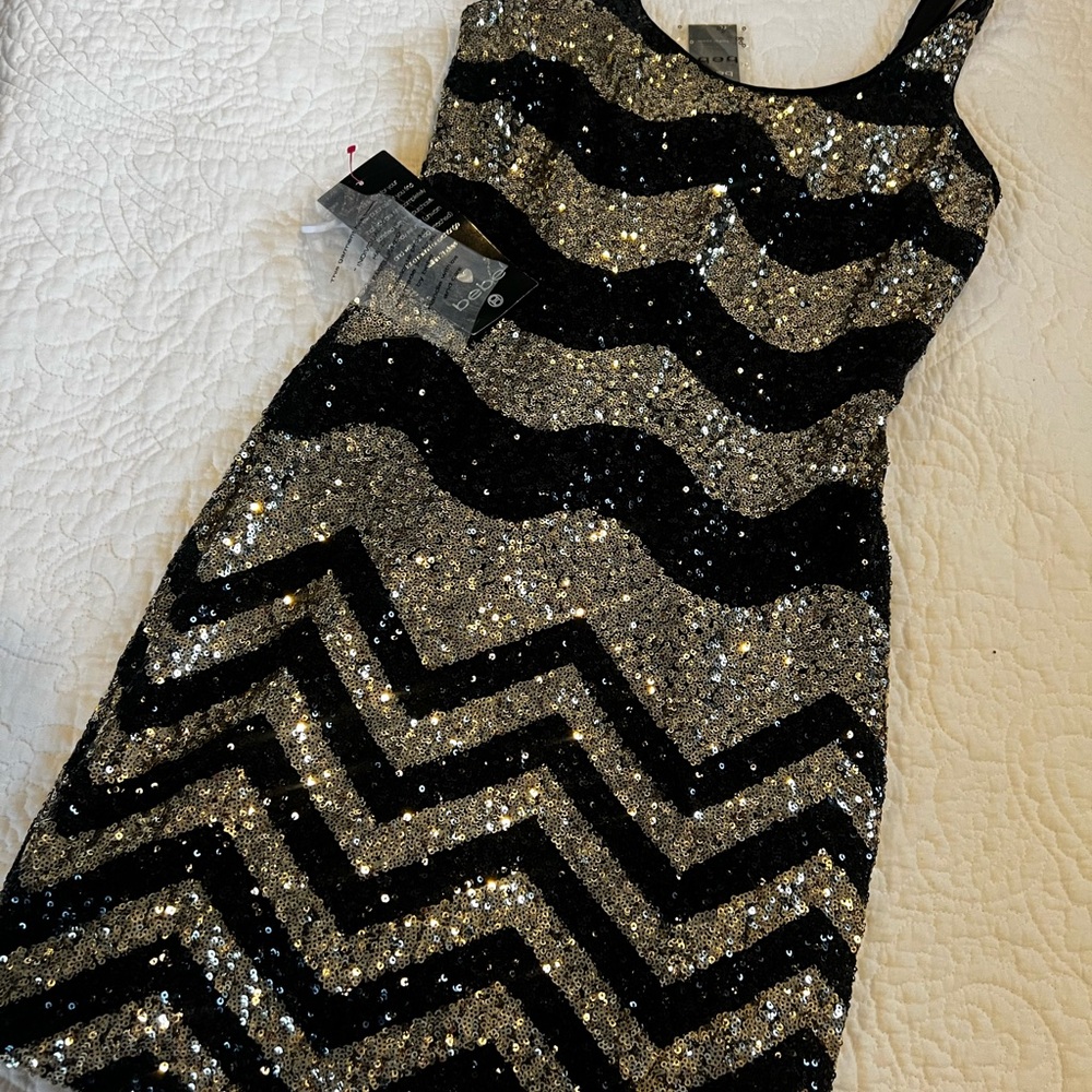 Sequin Chevron Black and Silver Dress